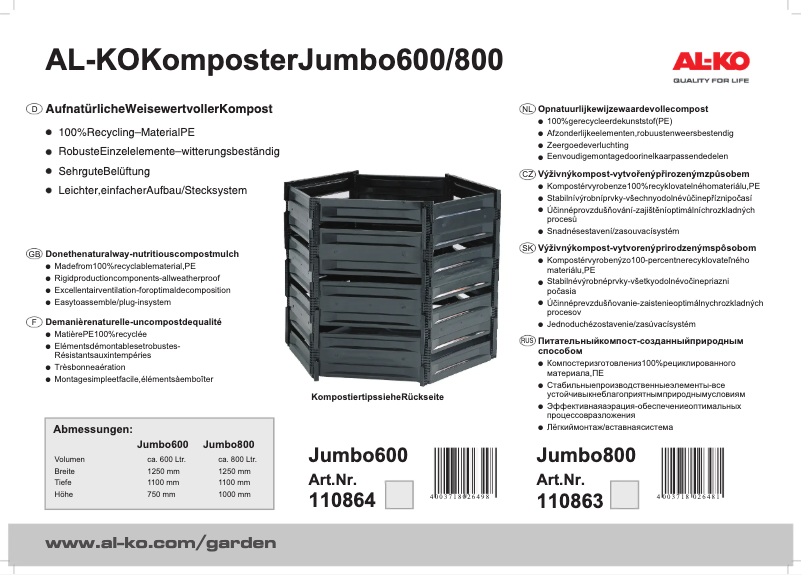 Imagen de la primera página del manual del dispositivo Jumbo 800