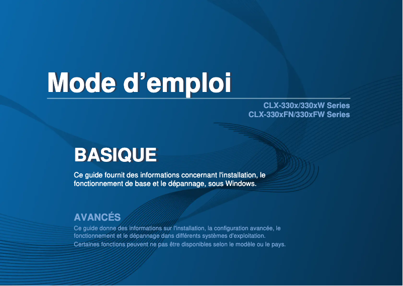 Page 1 de la notice Manuel utilisateur Samsung CLX-3305FN