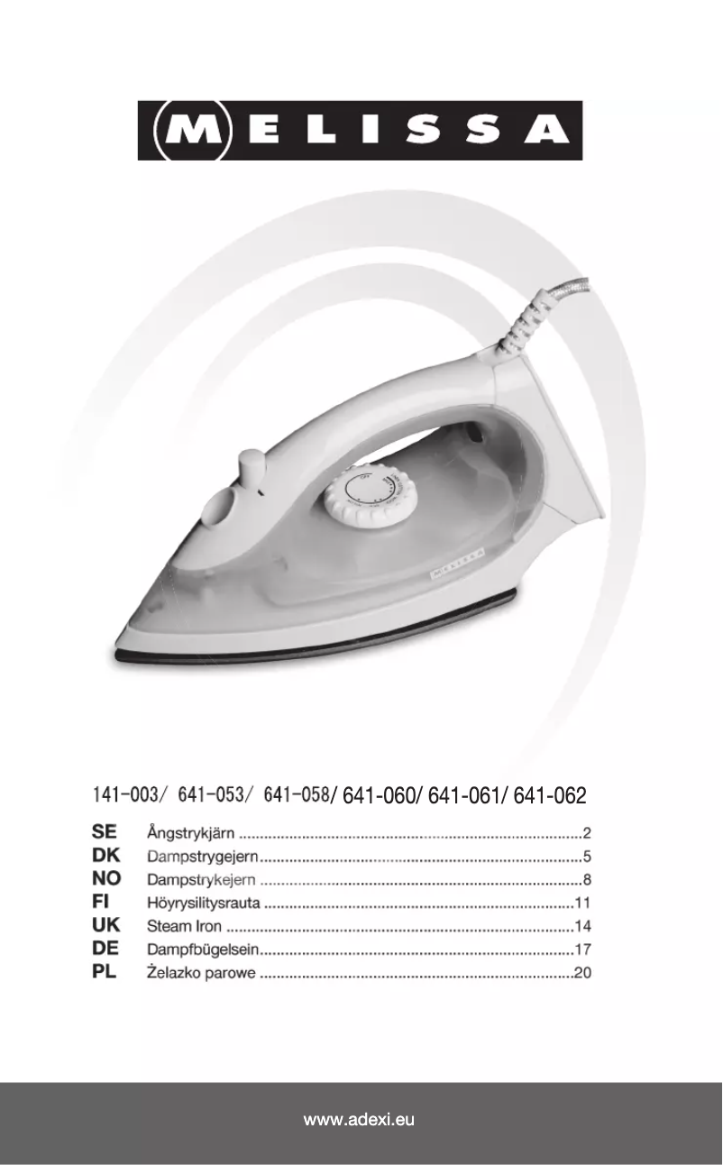 Page 1 de la notice Manuel utilisateur Melissa 641053