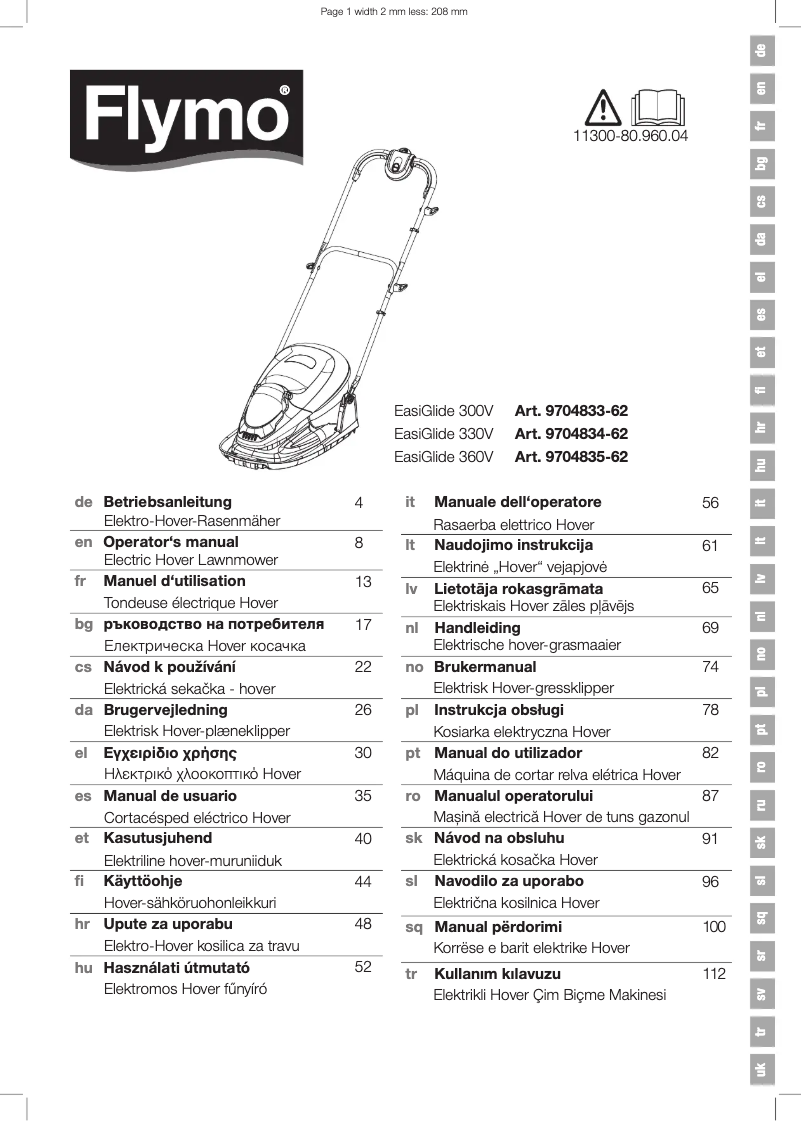Page 1 de la notice Manuel utilisateur Flymo EasiGlide 330V