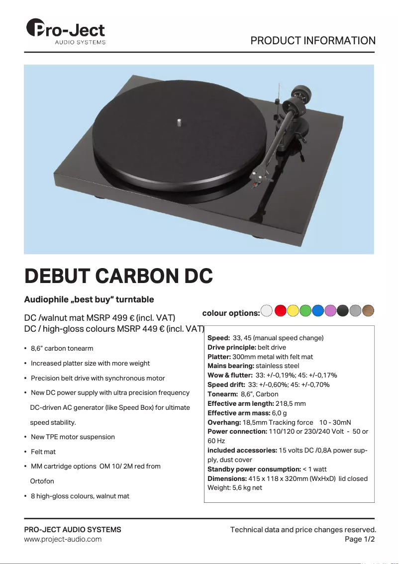 Image de la première page du manuel de l'appareil Debut Carbon (DC)