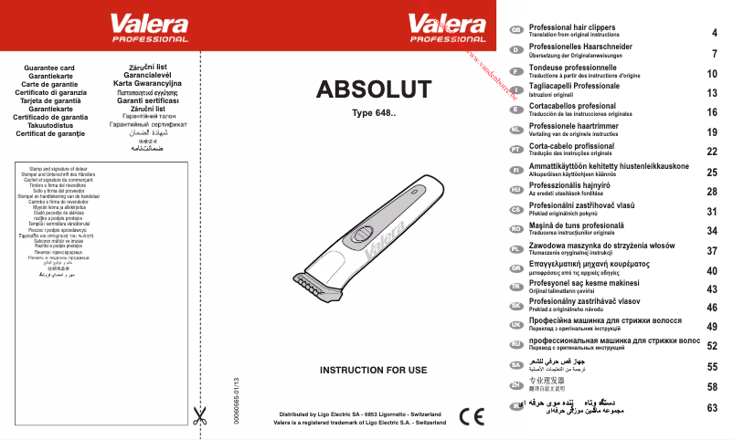 Image de la première page du manuel de l'appareil Absolut 648.01