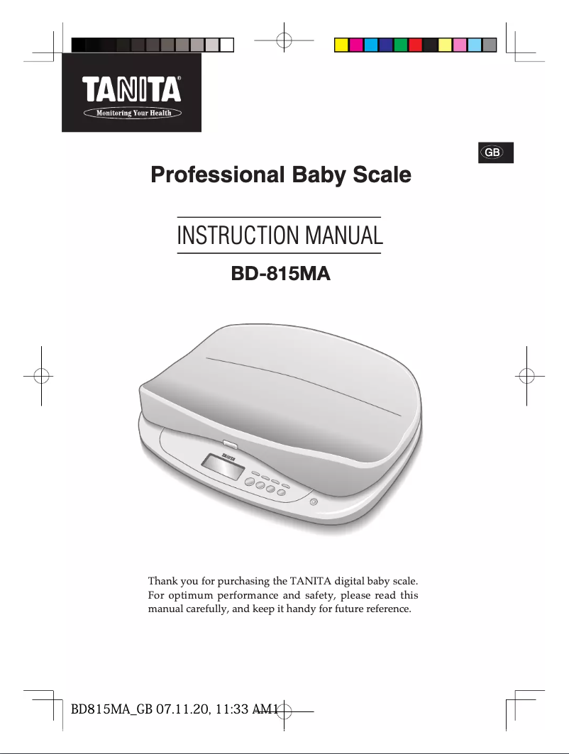 Page 1 de la notice Manuel utilisateur Tanita BD-815MA