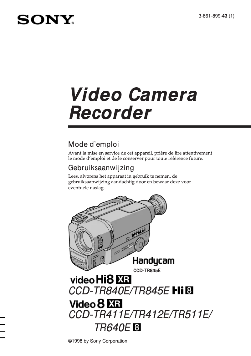 Page 1 de la notice Manuel utilisateur Sony CCD-TR845E