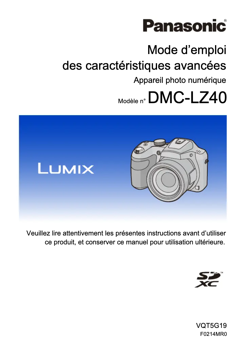 Page 1 de la notice Manuel utilisateur Panasonic Lumix DMC-LZ40