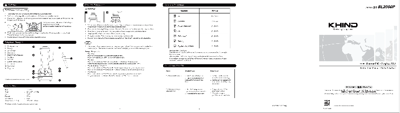Page 1 de la notice Manuel utilisateur Khind BL2000P