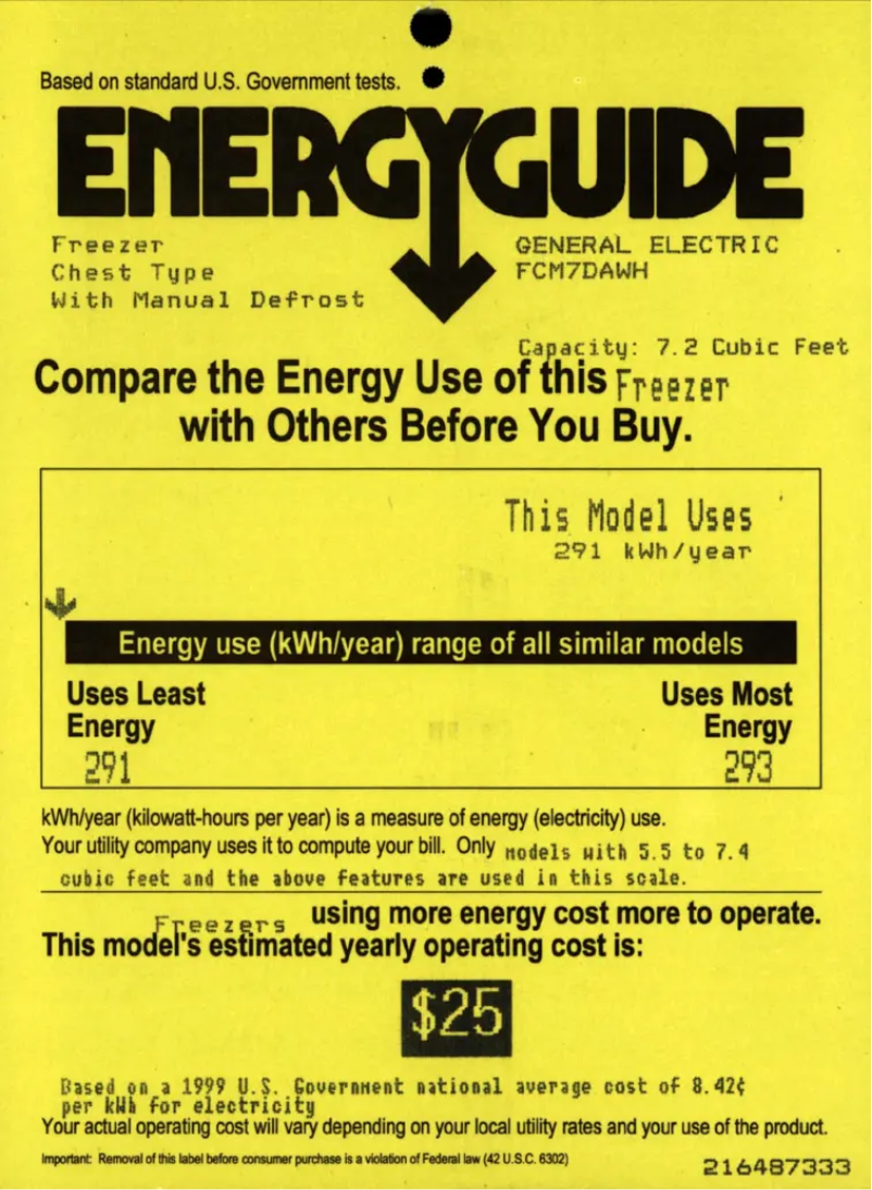 Page n°1 - Label énergétique GE FCM7DAWH