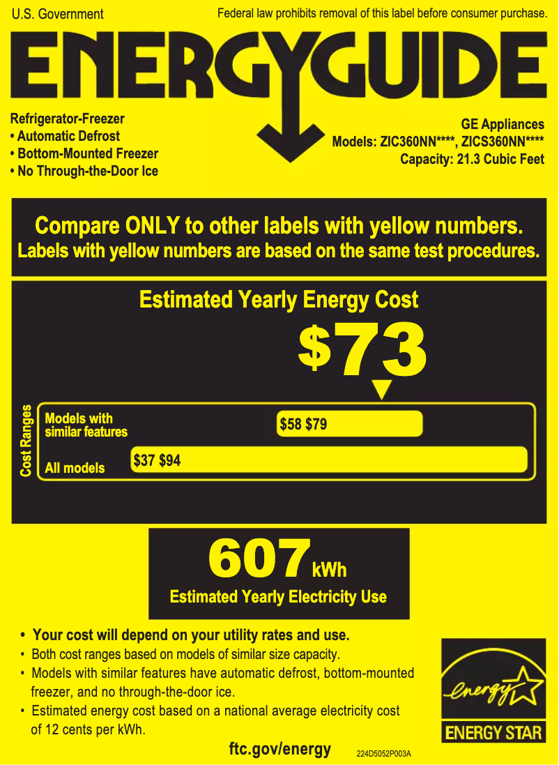 Page n°1 - Label énergétique Monogram ZIC360NNRH