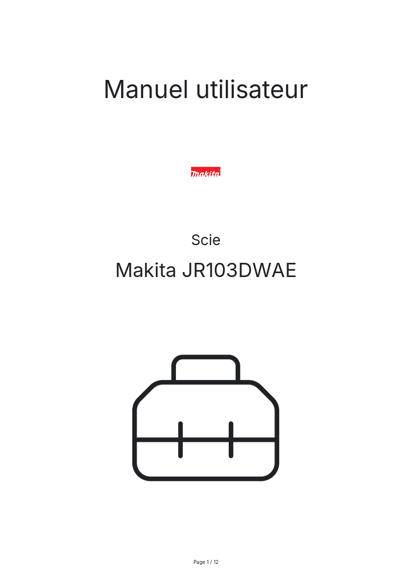 Image de la première page du manuel de l'appareil JR103DWAE