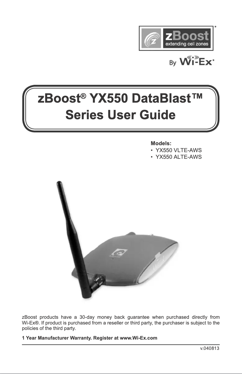Image de la première page du manuel de l'appareil DataBlast YX550-ALTE-AWS