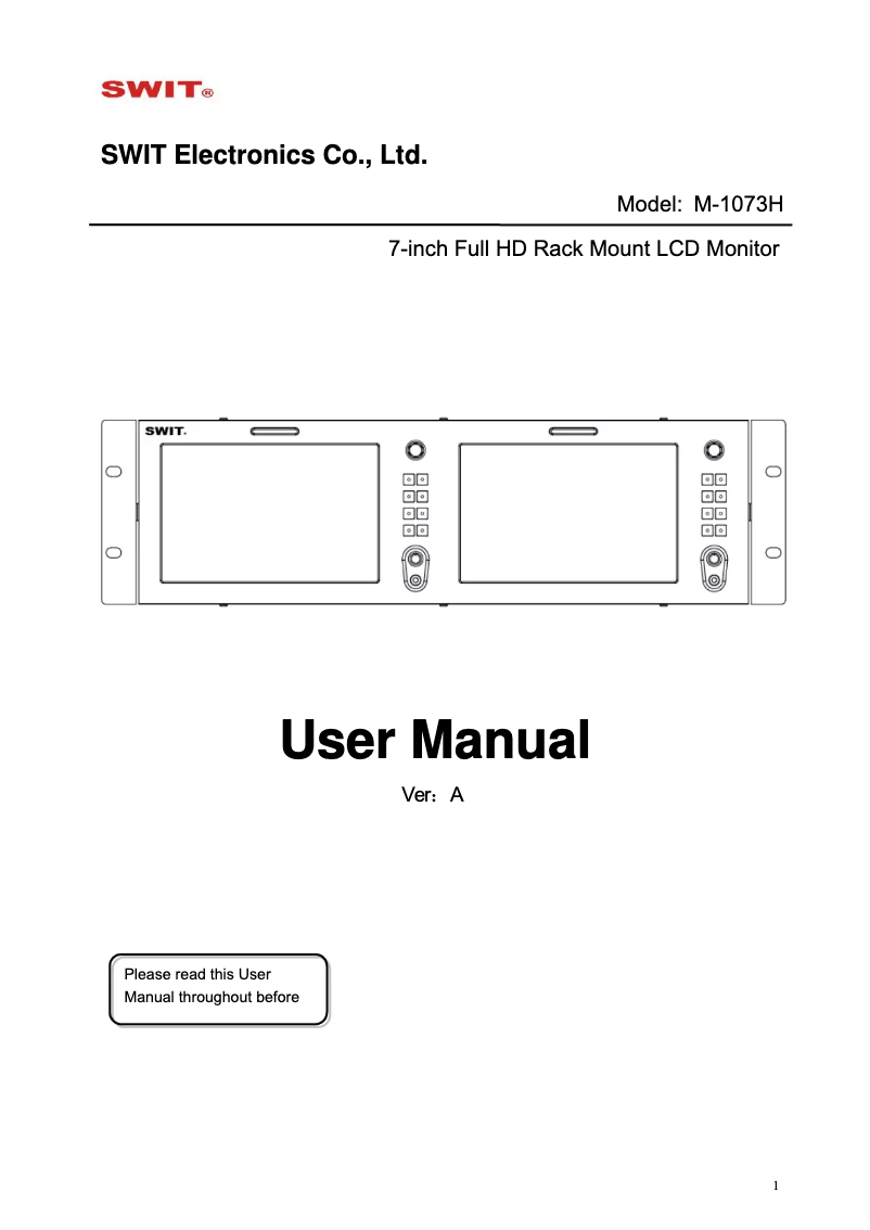 Page 1 de la notice Manuel utilisateur SWIT M-1073H