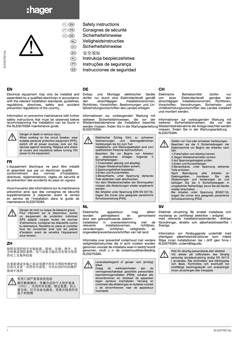 Página 1 del manual Manual de usuario Hager HW1N312DE