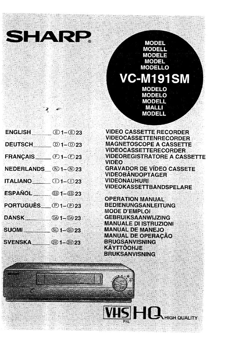 Page n°1 - Manuel utilisateur Sharp VC-M191