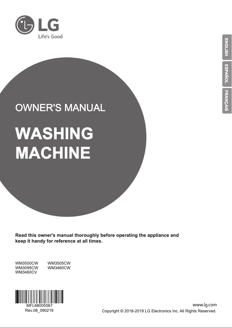 Page n°1 - Manuel utilisateur LG WM3460CV