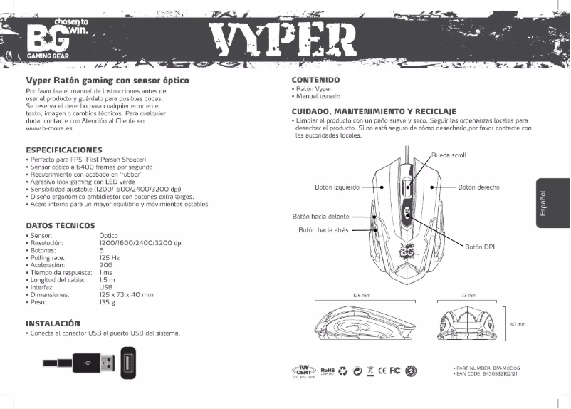 Page n°1 - Manuel utilisateur BG VYPER