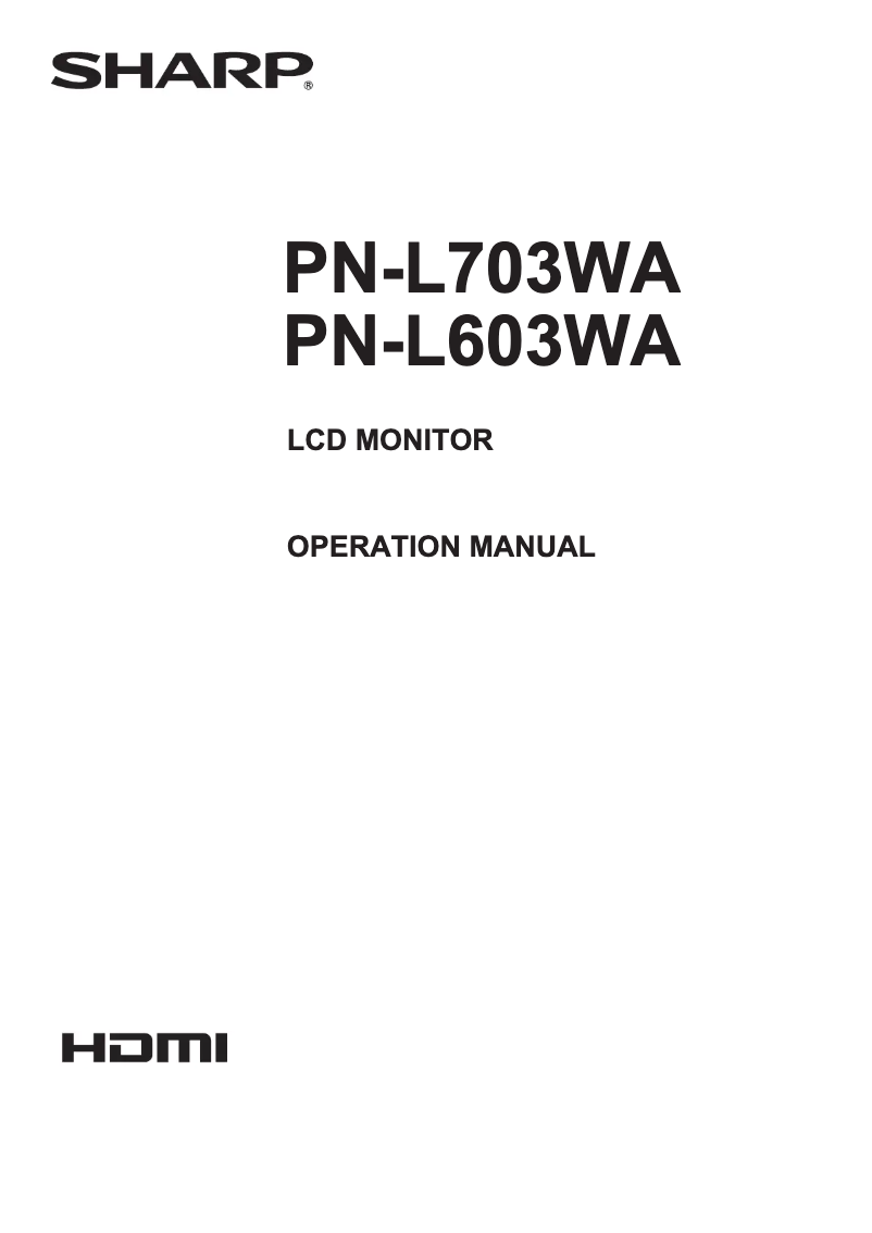 Page n°1 - Manuel utilisateur Sharp AQUOS Board PN--L603WA