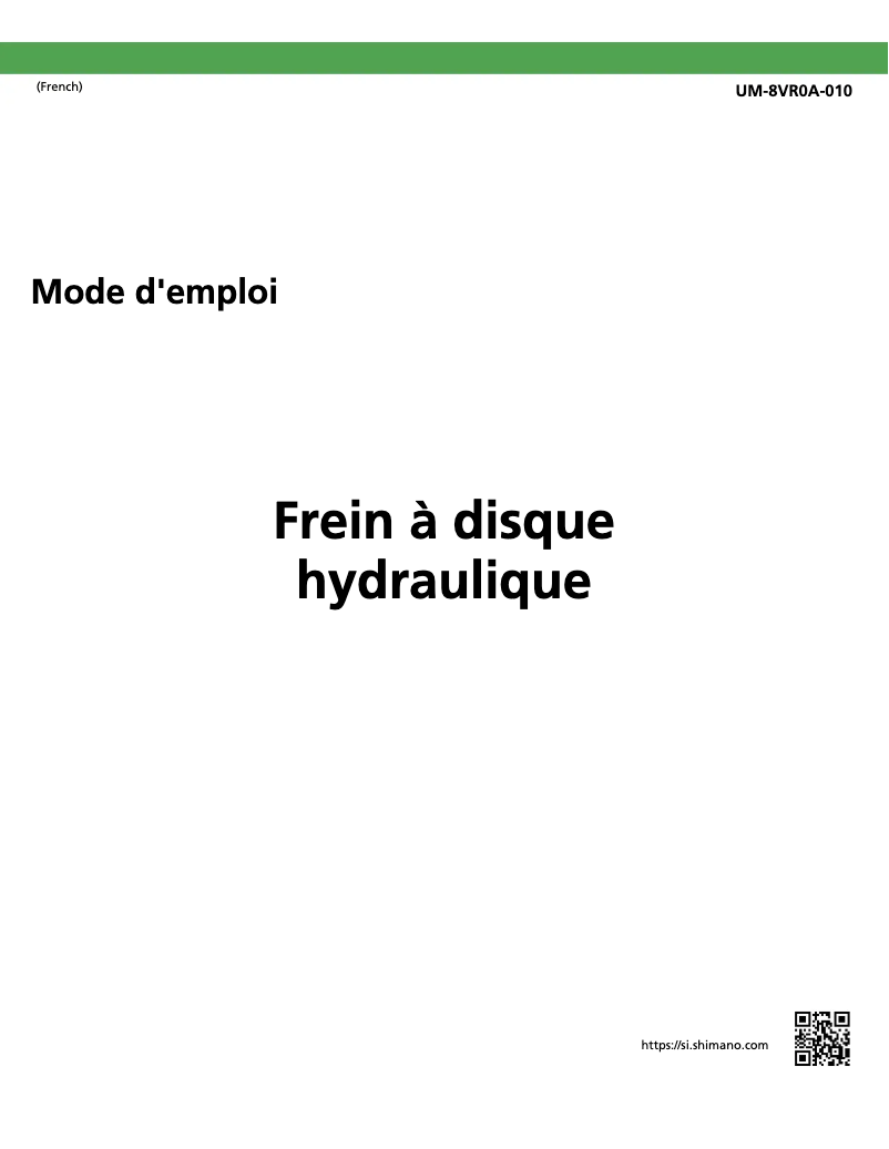 Page 1 de la notice Manuel utilisateur Shimano BL-M6000