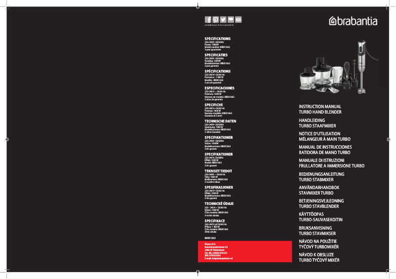 Page 1 of the manual User Manual Brabantia BBEK1063