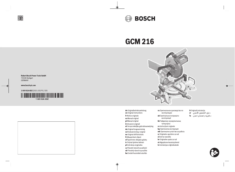Page n°1 - Manuel utilisateur Bosch GCM 216