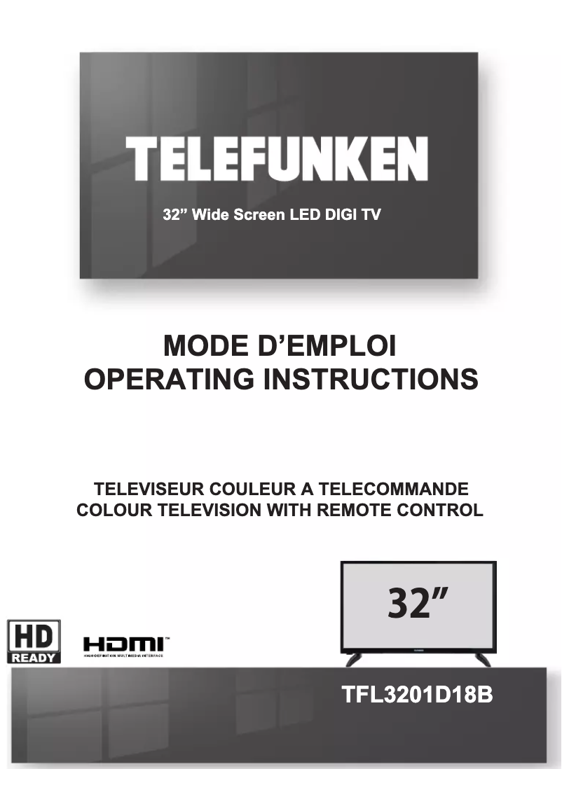 Page 1 de la notice Manuel utilisateur Telefunken TFL3201D18B