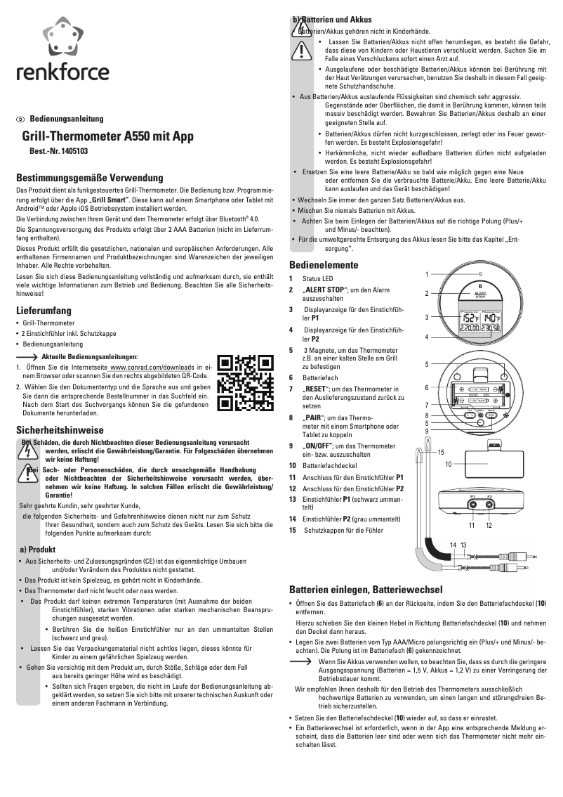 Page 1 de la notice Manuel utilisateur Renkforce A550