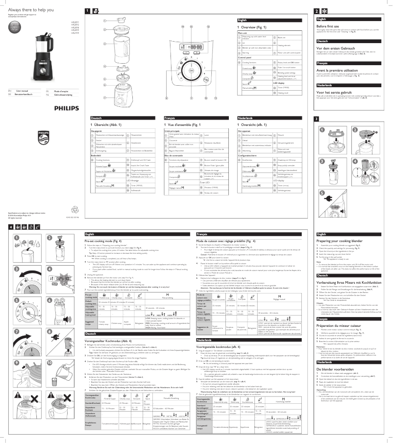 Image de la première page du manuel de l'appareil Avance Collection HR2199