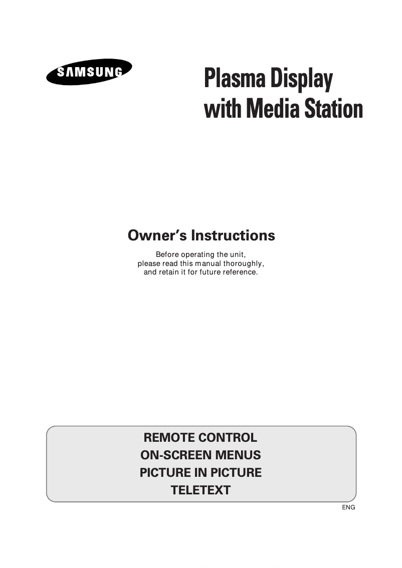 Page n°1 - Manuel utilisateur Samsung PS42PNSB