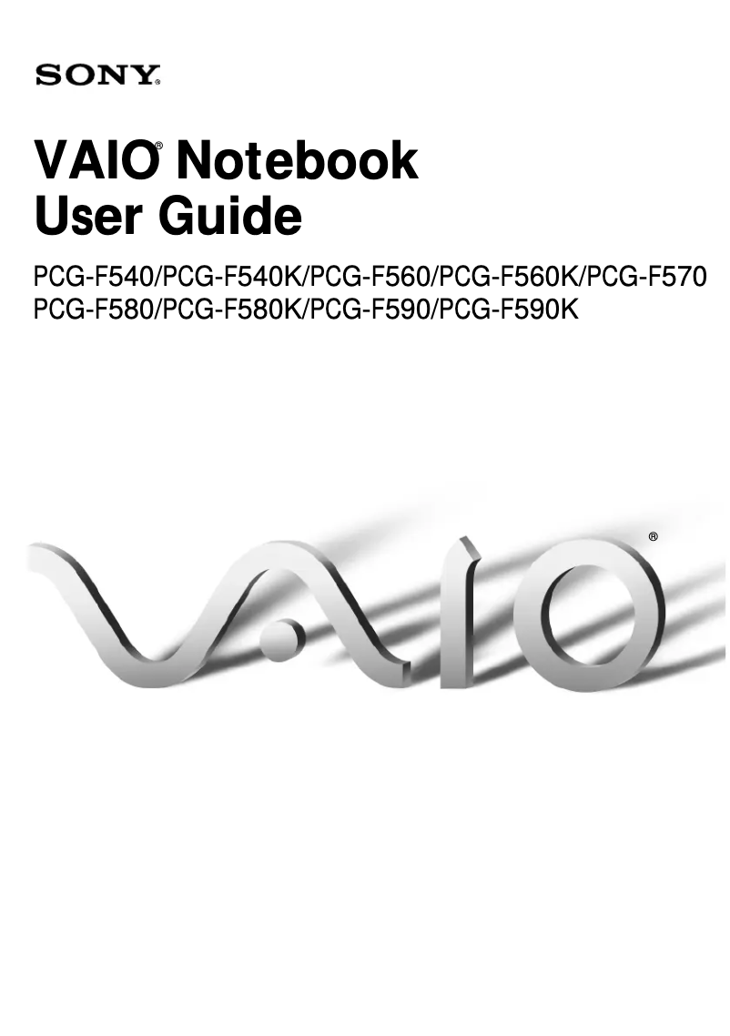 Image de la première page du manuel de l'appareil Vaio PCG-F580