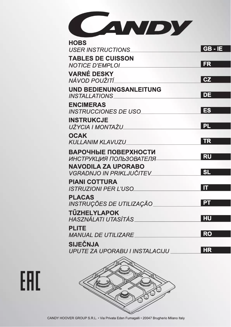 Page n°1 - Manuel utilisateur Candy PL 40 ASX GH