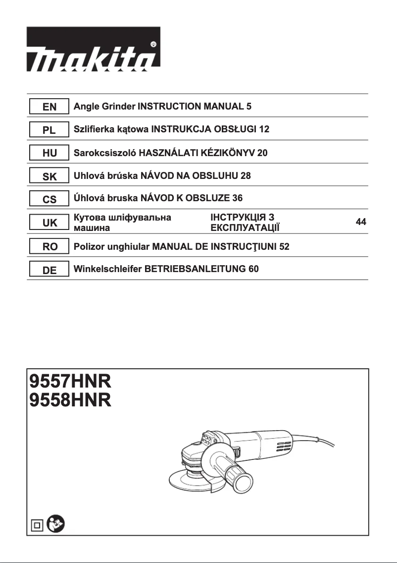 Page n°1 - Manuel utilisateur Makita 9557HNR