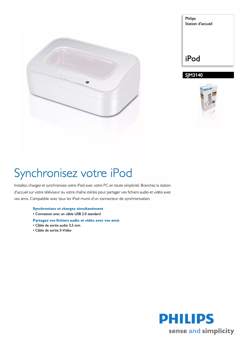 Page n°1 - Fiche technique Philips SJM3140