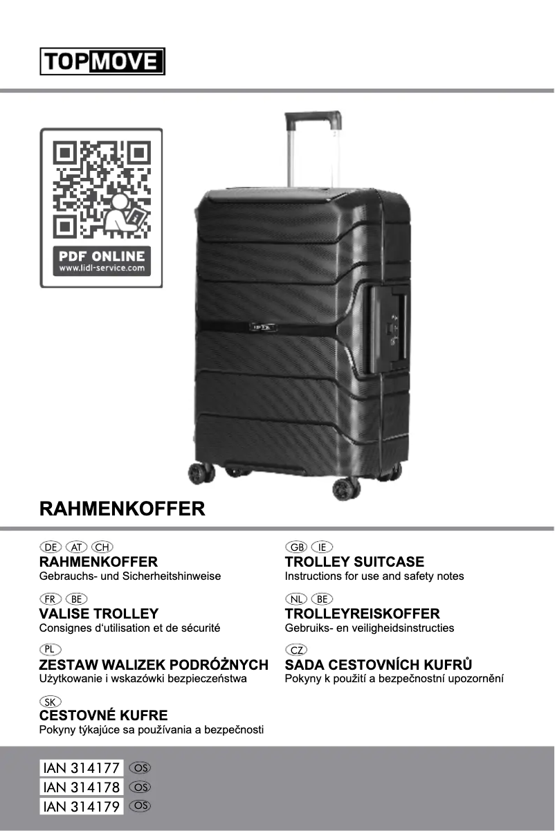 Page n°1 - Manuel utilisateur Topmove IAN 314177