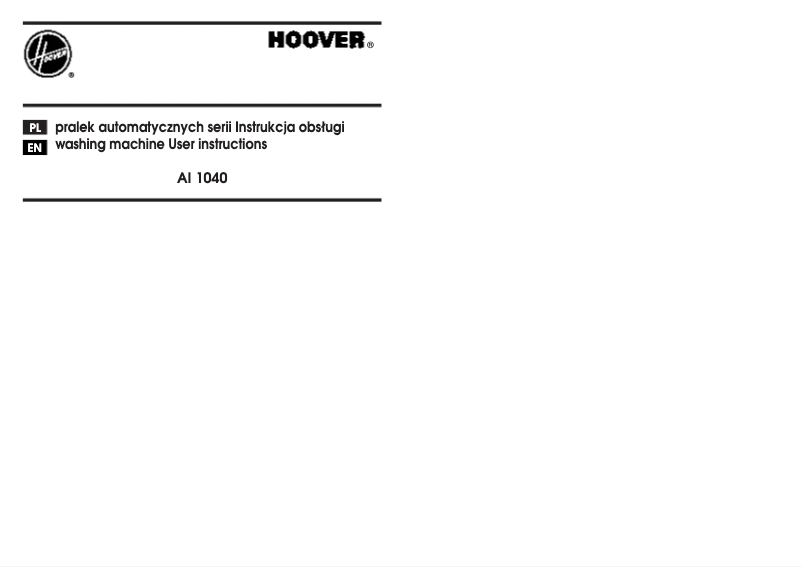 Page 1 de la notice Manuel utilisateur Hoover AI 1040