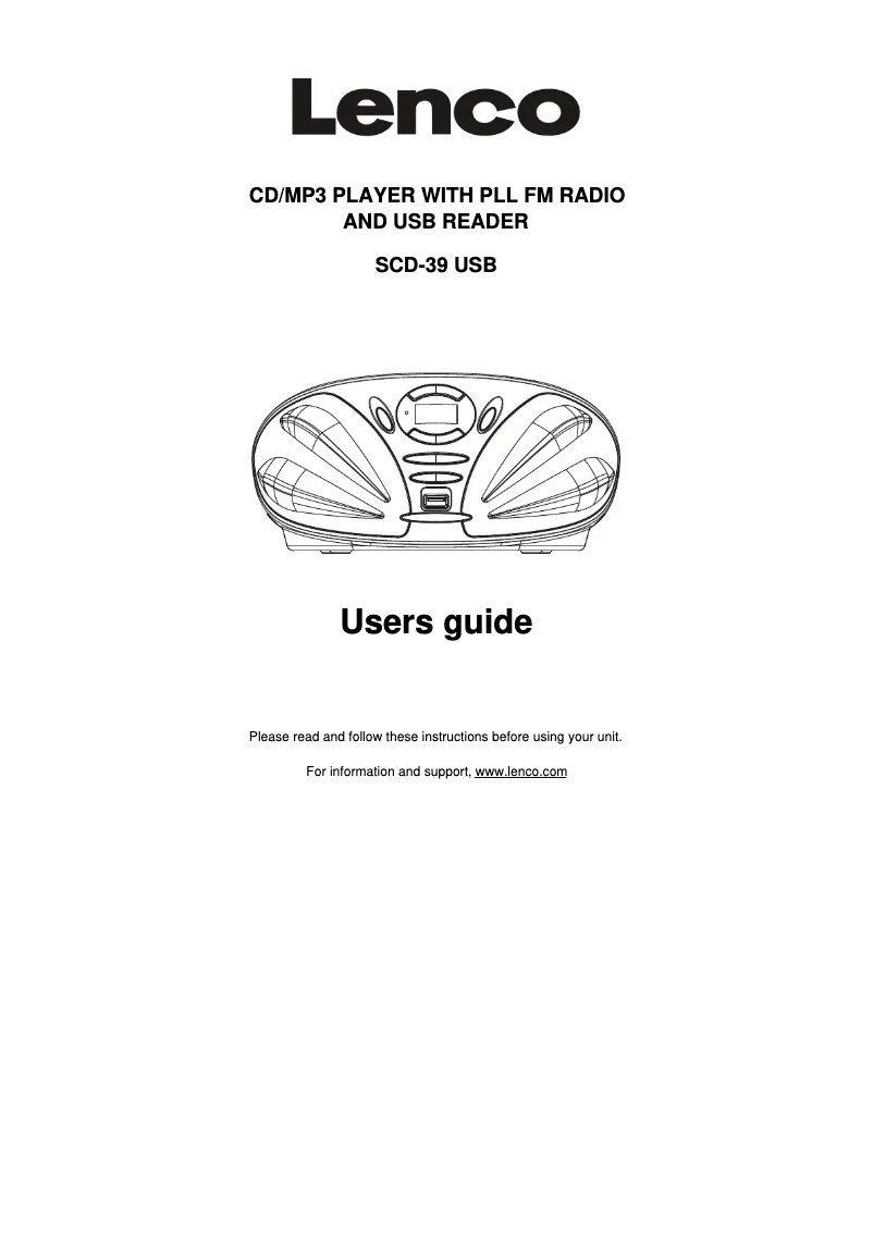 Page n°1 - Manuel utilisateur Lenco SCD-39 USB