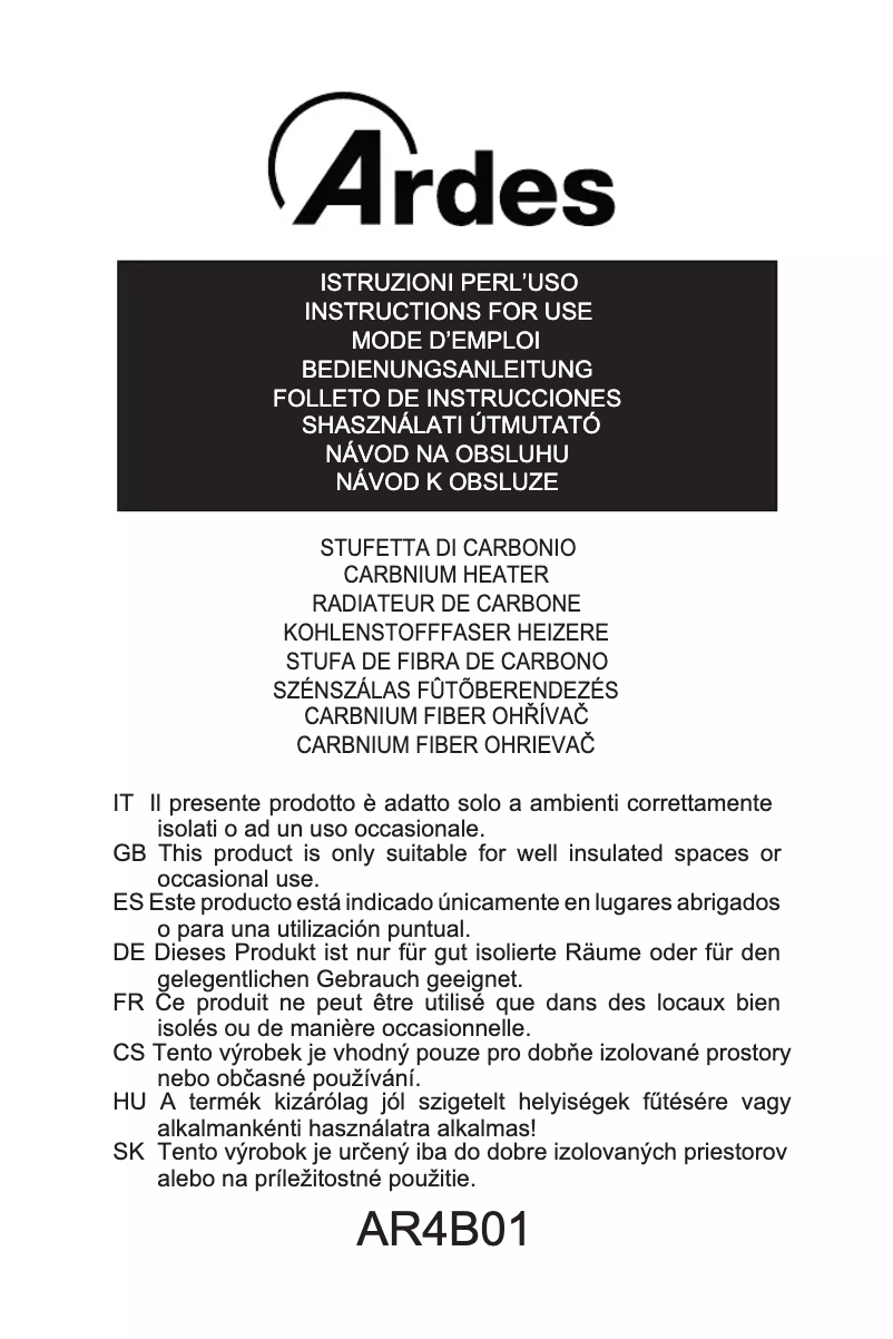 Page 1 de la notice Manuel utilisateur Ardes AR4B01