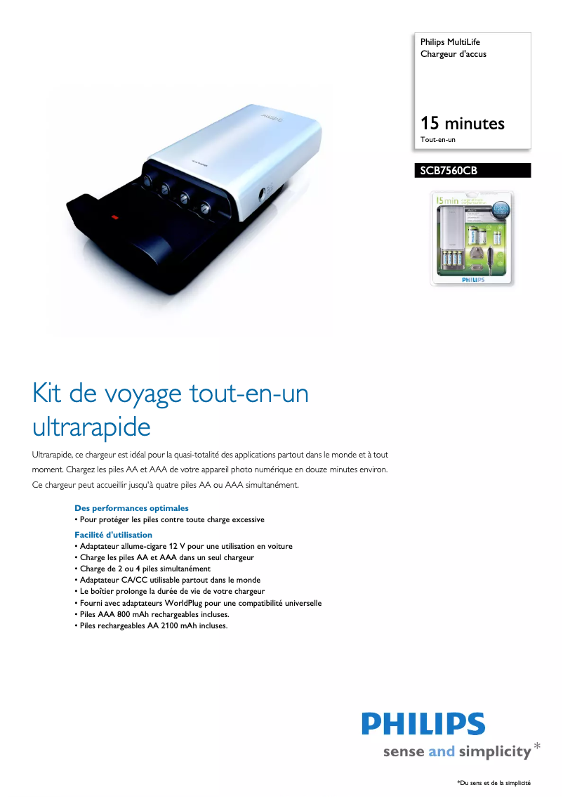 Page n°1 - Fiche technique Philips MultiLife SCB7560CB