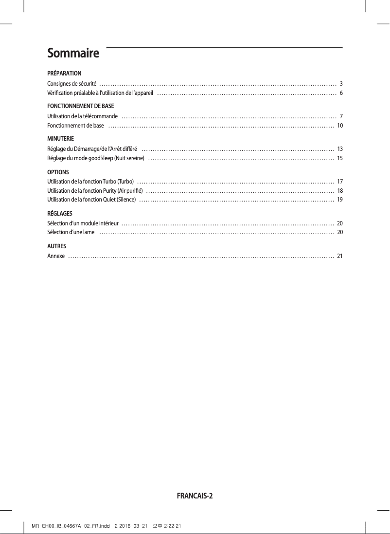 Image de la première page du manuel de l'appareil MR-EH00