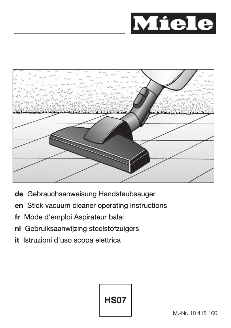 Page n°1 - Manuel utilisateur Miele Swing H1 Parquet Plus EcoLine