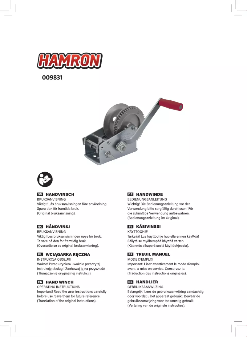 Page 1 de la notice Manuel utilisateur Hamron 009831
