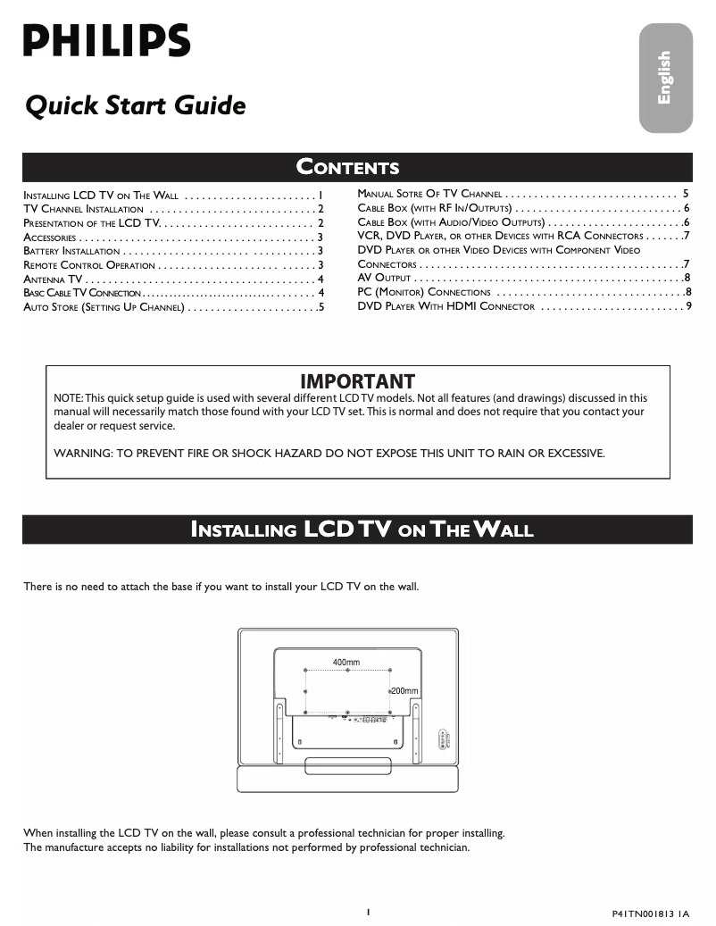 Página 1 del manual Manual de usuario Philips 42TA2000