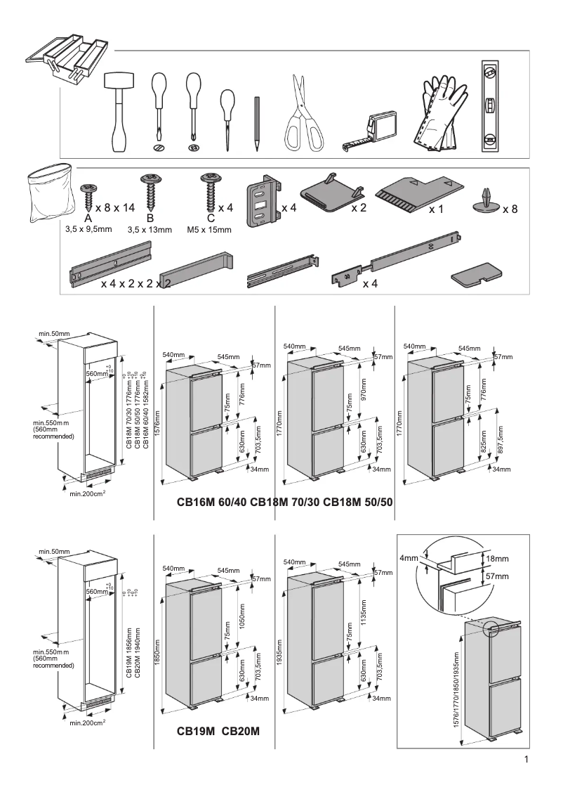 Page n°1 - Guide d'installation Hotpoint HMCB 50501 UK