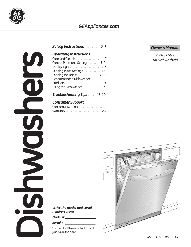 Page 1 de la notice Mode d'emploi GE GDWF150VES