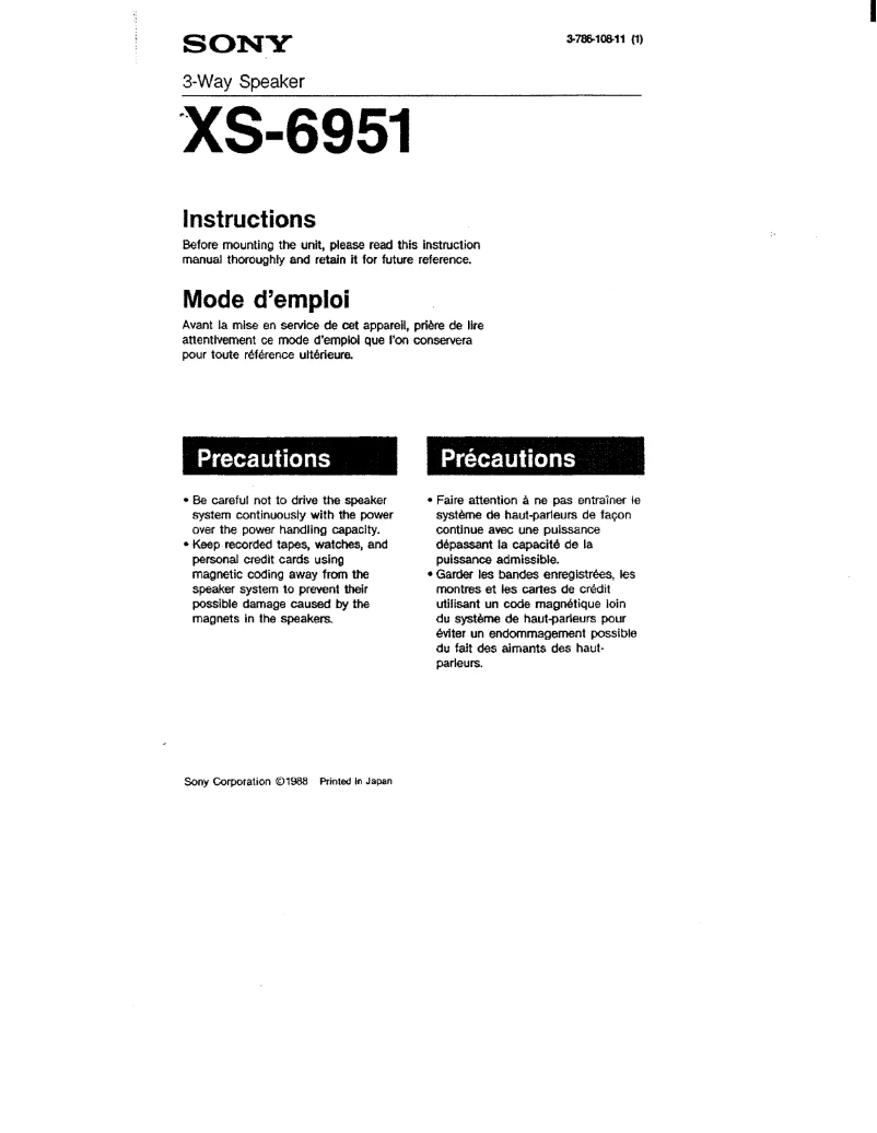 Image de la première page du manuel de l'appareil XS-6951