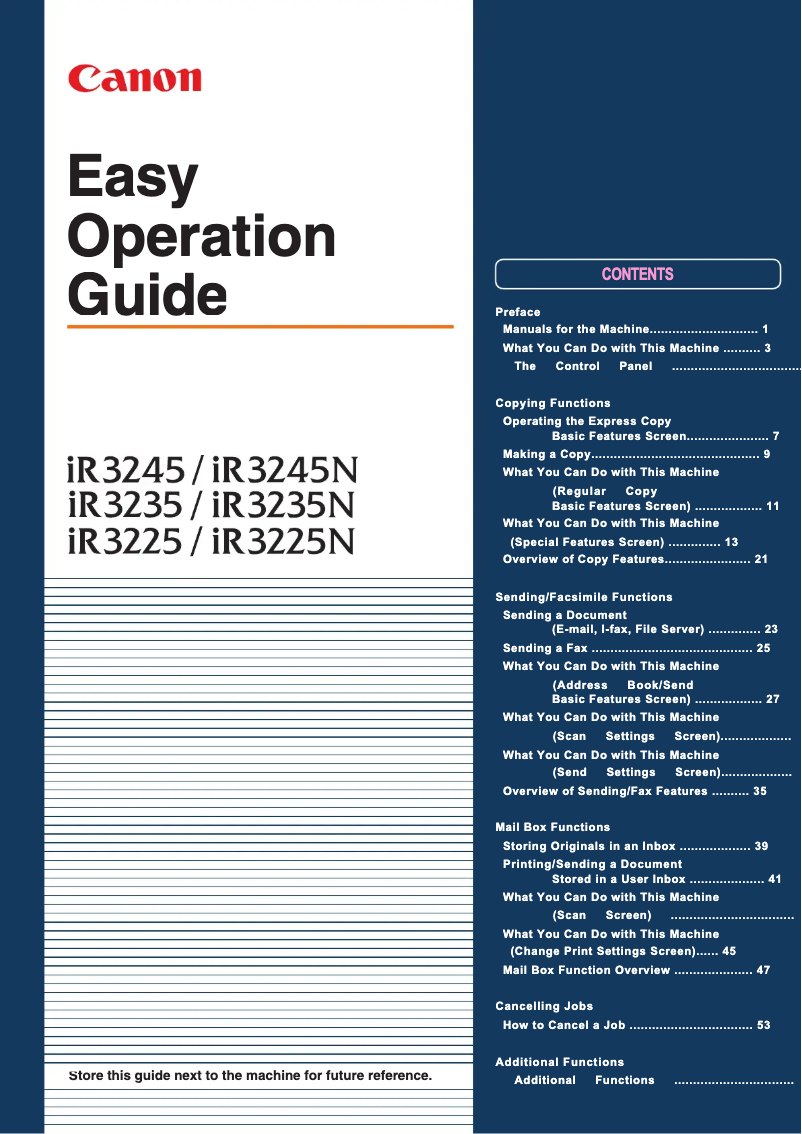 Page n°1 - Manuel utilisateur Canon imageRUNNER 3245Ne
