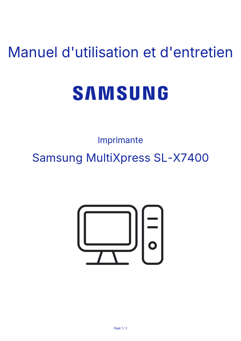 Page n°1 - Manuel d'utilisation et d'entretien Samsung MultiXpress SL-X7400