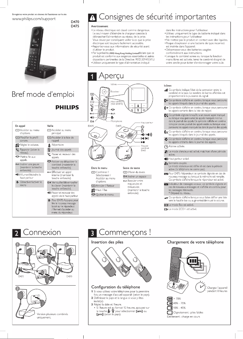 Page 1 of the manual Quick Start Guide Philips D475