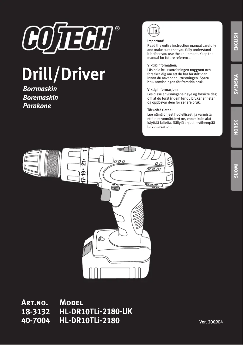 Page 1 de la notice Manuel utilisateur Cotech HL-DR10TLi-2180