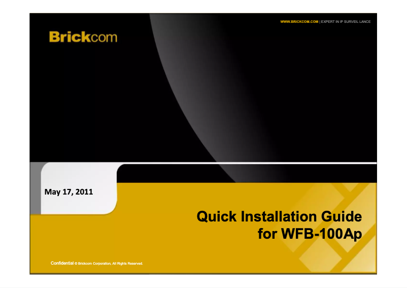 Page 1 de la notice Manuel utilisateur Brickcom WFB-100Ae