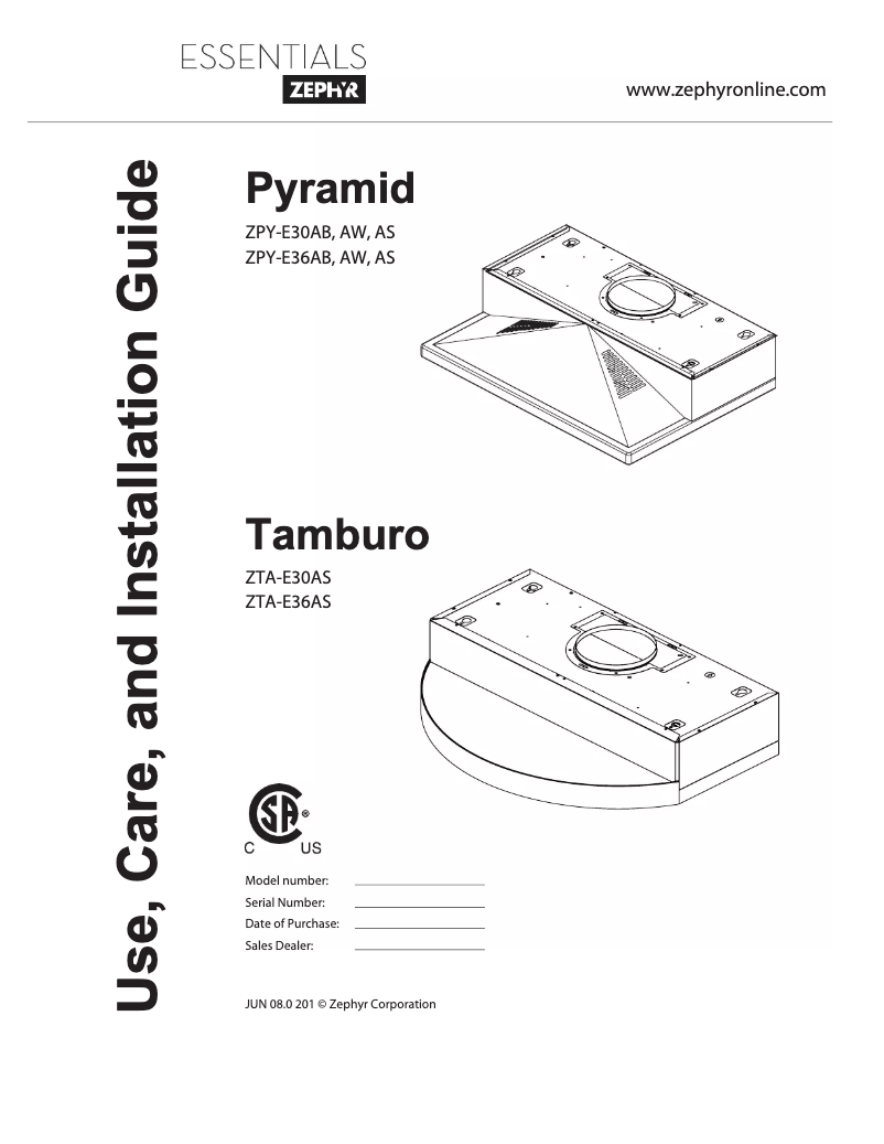 Página 1 del manual Manual de usuario Zephyr ZTAE36AS