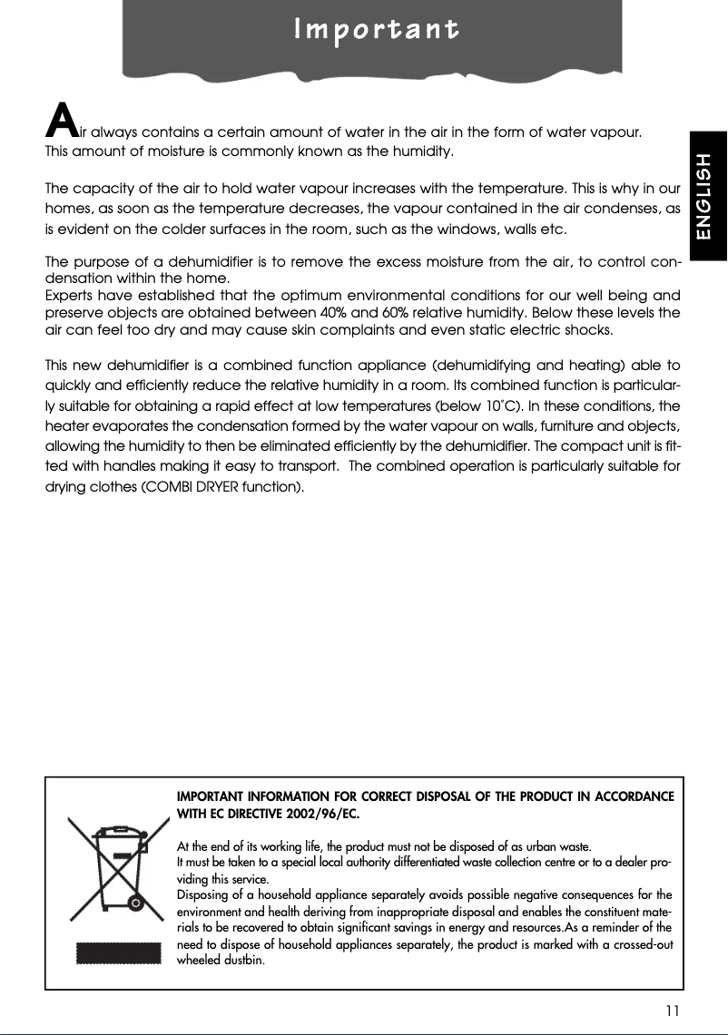 Page 1 de la notice Manuel utilisateur DeLonghi Tasciugo AriaDry DEC 21